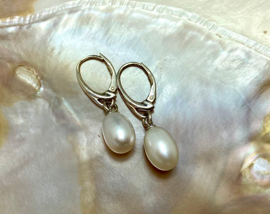 Perlen Ohrringe hängende Perlen-Ohrringe weiße Perle | Etsy