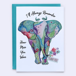 Carte de remerciement, Carte de remerciement animal, Carte d’éléphant