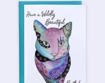 Cat Birthday Card, Funny Cat Birthday Card, Animal Birthday Card, Crazy Cat Lady Card, Animal Charm Cards