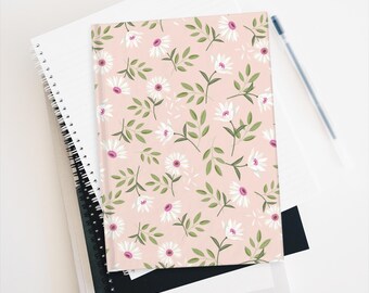 Pink Daisy Floral Journal | Blank Lined Notebook, Botanical Cover