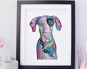 Animal Art, Dog Illustration, Great Dane Art, Dog Wall Art, Funny Animal Art, Colorful Dog Artwork, Animal Charm Designs, Animal Charm Art