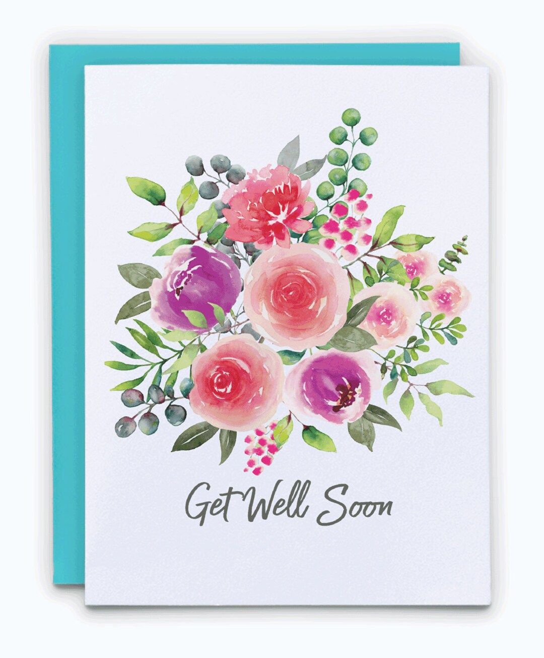 Watercolor Floral Get Well Card: Modern Greeting Card - Etsy