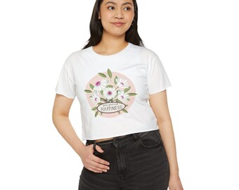 Daisy Bouquet with Happiness Banner Crop Top | Floral, Pastel
