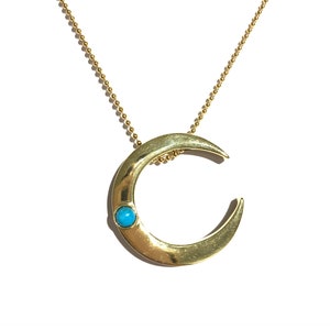Brass Half Moon Turquoise Necklace