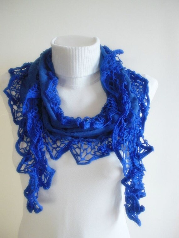 Items similar to pashmina scarf with lace fashion scarf on Etsy