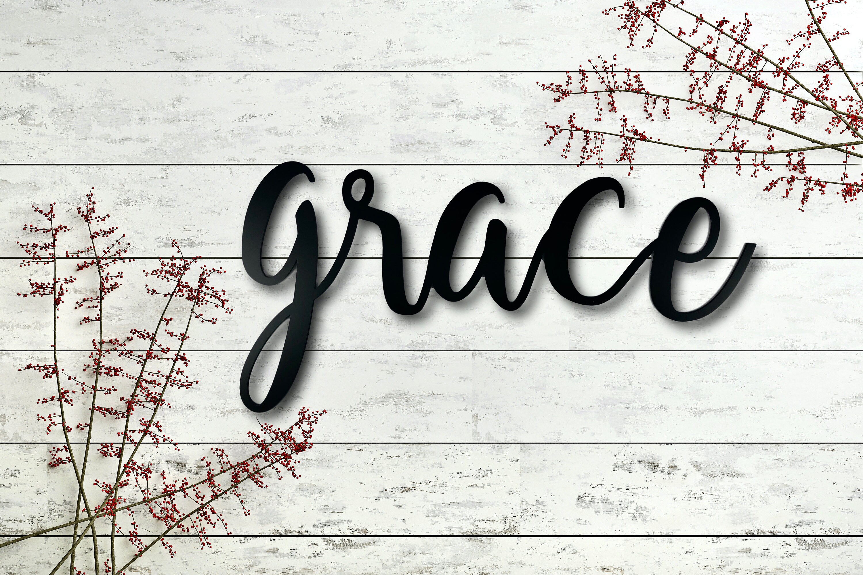 Grace Sign Metal Wall Decor Metal Grace Sign Farmhouse Etsy