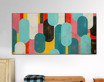 Abstract painting - Canvas Print - Stretched on Frame - 55,1"x27,6"- Ready to Hang - Vibrant Colors - Colorfast and Fade-Resistant Ink