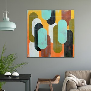 Canvas art print - Ready to hang - 80x80 cm - Blue, Yellow - Colorfast and fade-resistant ink - Vibrant colors - Frame optional