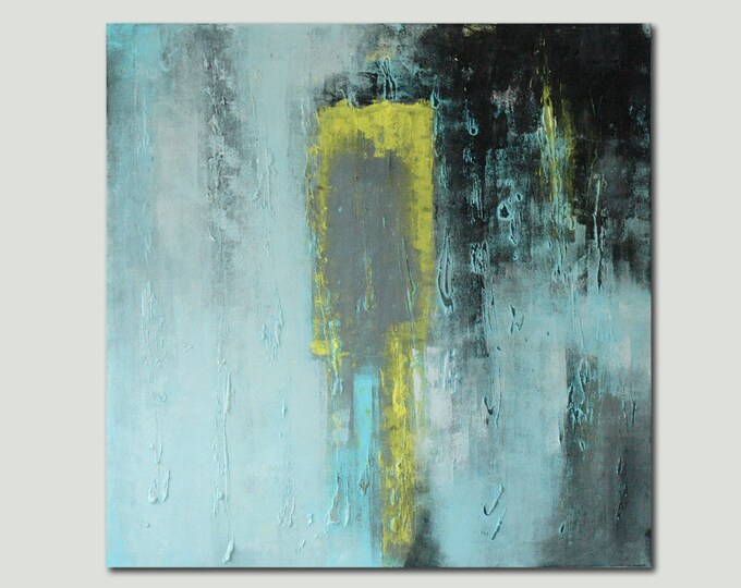 Original Abstract Painting Blue & Yellow Acrylic Painting Etsy