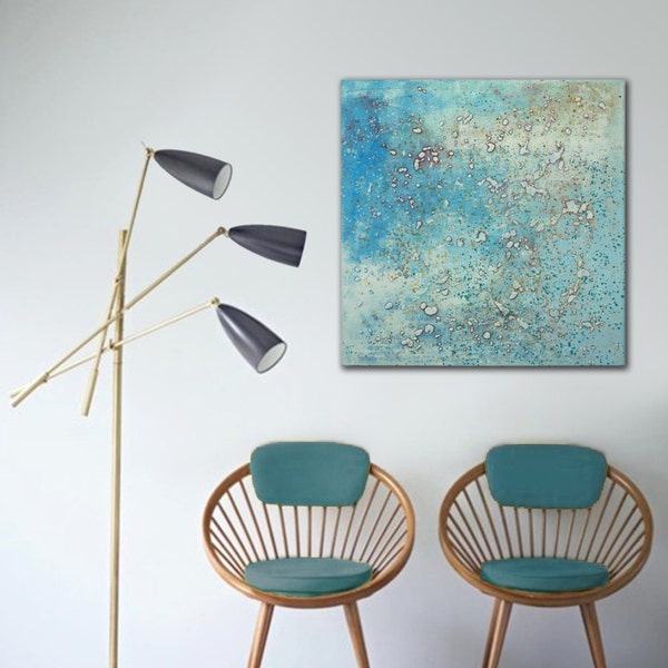 Originale peinture abstraite - points bleus sur Dots - 31,5 "(80cm) x 31,5" (80cm) Ronald Hunter