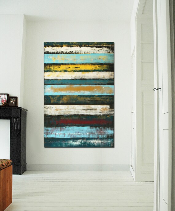 Acrilica Original Arte De La Pared Vertical Lienzo Listo Para Etsy