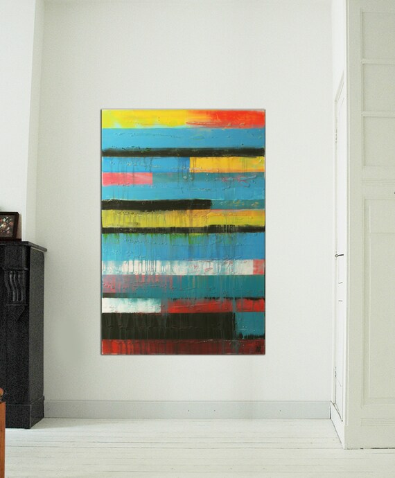 Pintura De Acrilico Original Arte De La Pared Vertical Lienzo Etsy