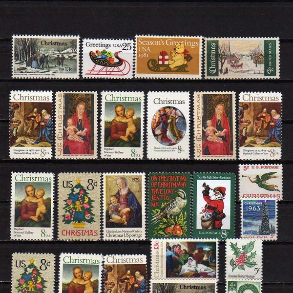 US Christmas Stamps, UNUSED Christmas Stamps, Stamps, Postage Stamps, Old Christmas Postage Stamps, US unused stamps