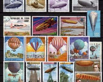 Blimps Stamps, Hot Air Balloons, Zeppelins Stamp Collection, Aviation, Airships, Travel Journal, Paper Art Craft Supplies, Scrapbooking