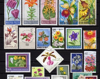 Flower Stamps, 50 Diff, Floral Stamp Collection, Paper Art Craft Supplies, Scrapbooking, Decoupage, Collages,