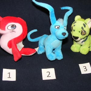 You Pick- Neopets Dolls, Red Flotsam Plushie doll, Blue Gelert Plushie doll, Green Kougra Plushie doll, 2005, McDonald&#39;s Neopets