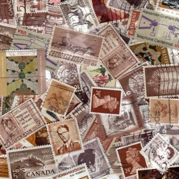 Brown Stamps, Brown Postage Stamps,  Shades of Brown, Brownish Stamps, Postage Stamps, Stamps For Crafts, Decoupage,  Collages, Crafts