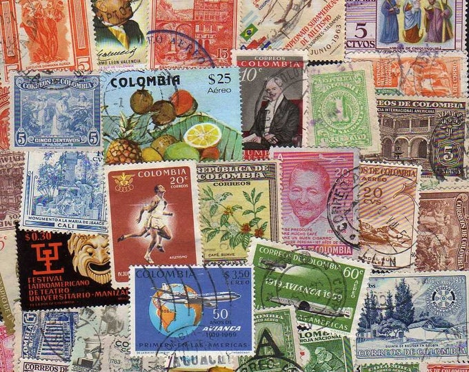 Colombia Stamps 40 Diff Colombia Postage Stampscolombian Etsy