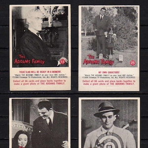 Lot 4 Addams Family Trading Cards, 1964, Non Sports Cards, Trading Cards, Addams Family TV Show, Vintage Non-Sports Cards, Addams Family