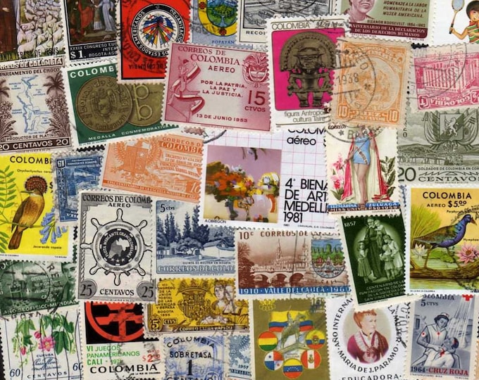 Colombia Stamps 40 Diff Colombia Postage Stampscolombian Etsy