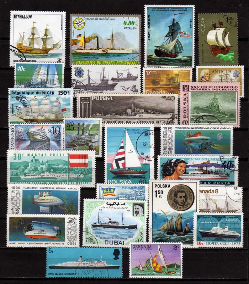 Ship Stamps50 Diff SHIP Postage Stamps Boat Stamps Etsy