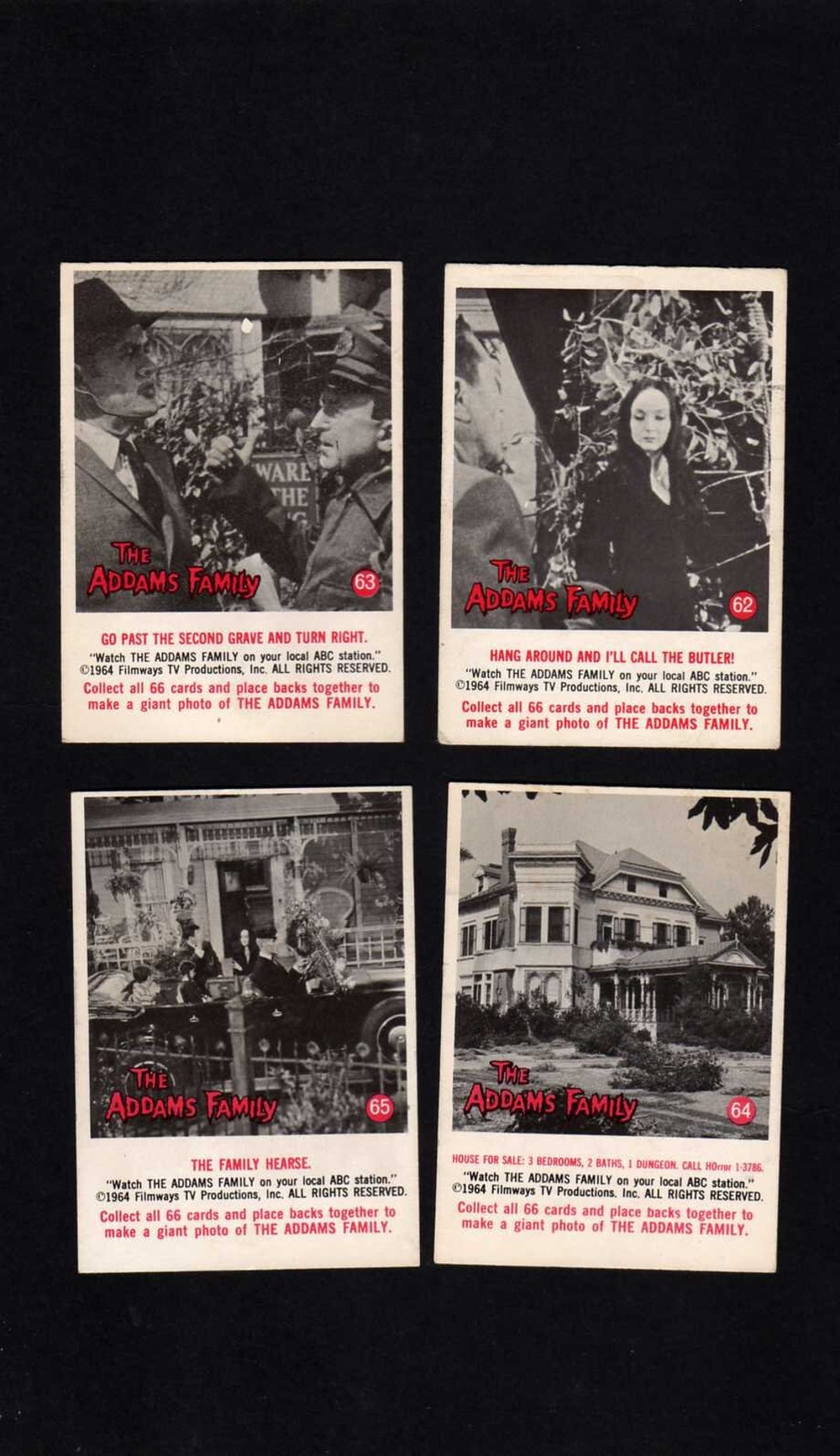 Lot 4 Addams Family Trading Cards 1964 Non Sports Cards Etsy