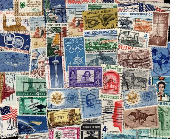 50 Diff Old US 4 Cent Stamps, Stamps, United States Stamps, USA  display picture 1