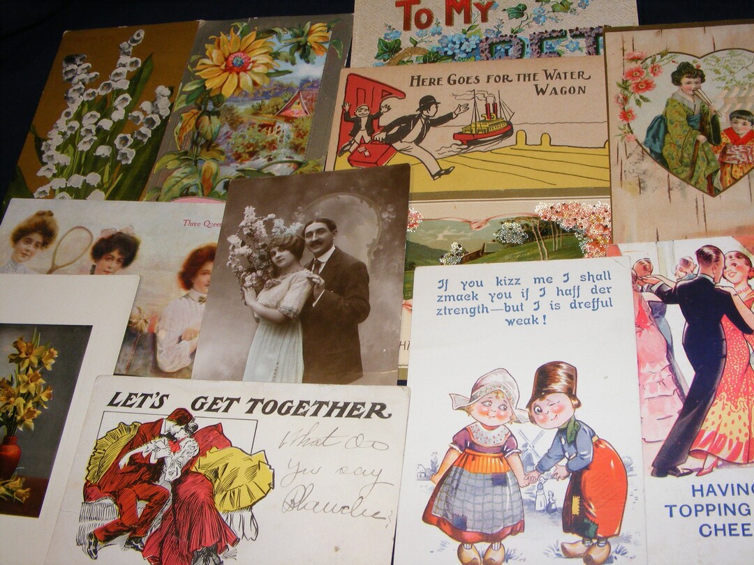 Lot 12 Old Vintage Postcards, Postcard Collection, Vintage Cards, Old