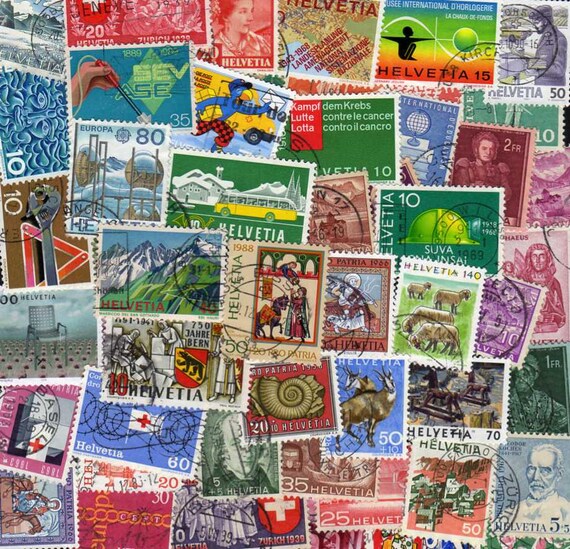 Switzerland Stamp Collection – 50 Different Stamps For Collectors, High-Quality Assorted Philately Set