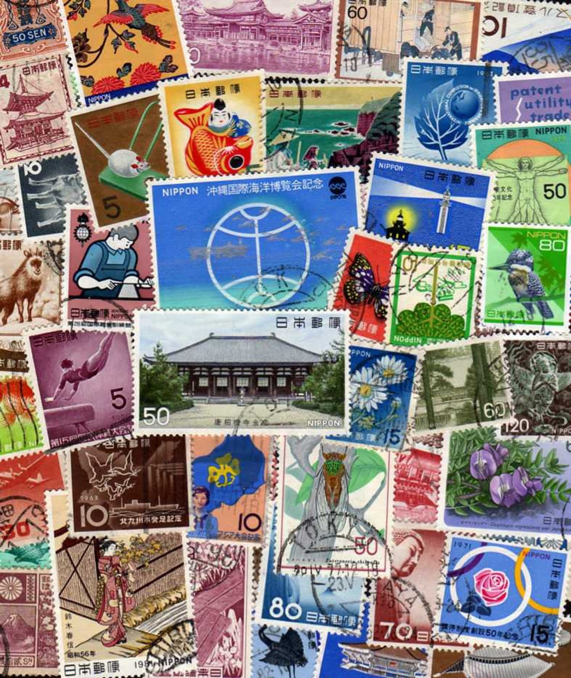 Japan Stamps50 Diff Japan Postage Stamps Japanese Stamps Etsy