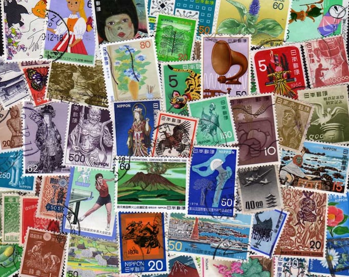 Japan Stamps50 Diff Japan Postage Stamps Japanese Stamps Etsy