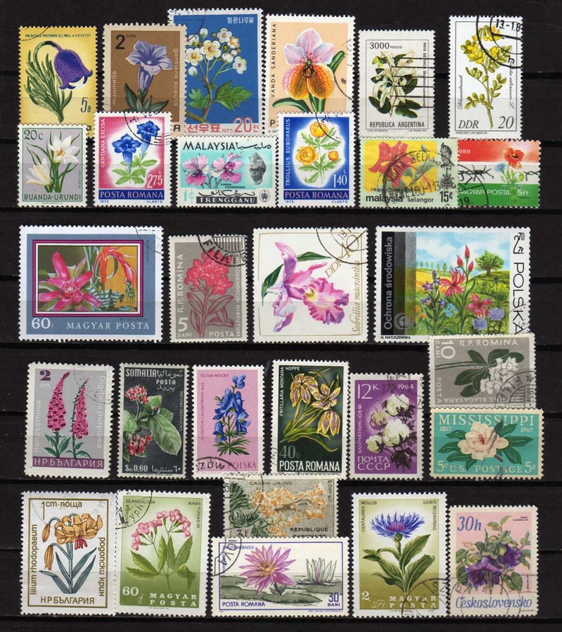 Lot De 50 Timbres Collecteurs Motifs Fleurs Et Plantes - Collection Philatélie - Qualité Prophila