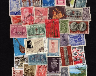 Greece Stamps,40 Diff, Grecian Greek Stamp Collection, Travel Journal, Journaling, Craft Supplies, Paper Art, Collages