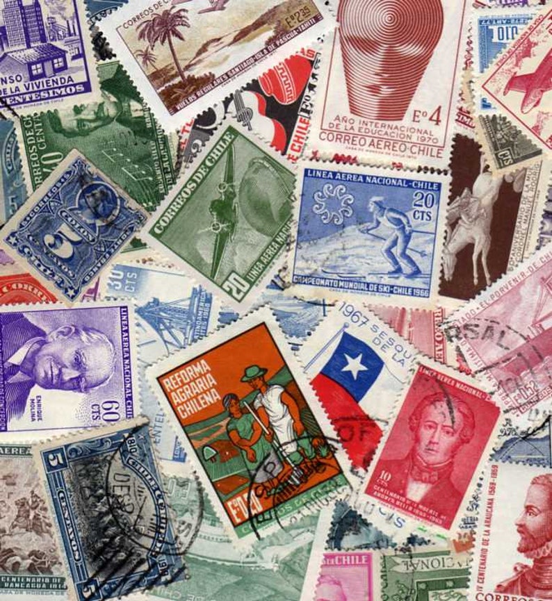 Chile Stamps 50 Diff Chile Postage Stamps Chilean Postage Etsy