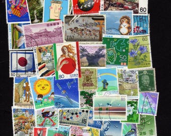 Japan Stamps,50 Diff, Vintage Japanese Stamps,, Asian Asia Stamp Collection, Travel Journals, Journaling, Paper Art, Craft Supplies