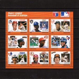 Baseball Players Stamps, Stamps,BASEBALL Stamps, Lou Gehrig, Ozzie Smith, Paul Molitor, Eric Davis, Steve Rogers, Randy Jones, Sport Stamps,