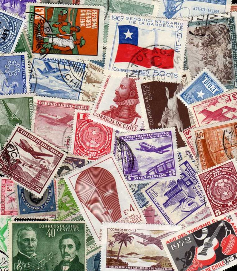 Chile Stamps 50 Diff Chile Postage Stamps Chilean Postage Etsy