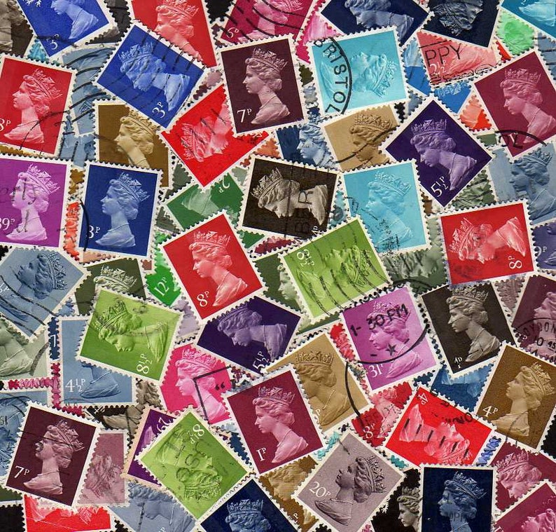 100 Queen Elizabeth Stamps, Multicolored Stamps, Stamps, Postage Stamps, Queen Elizabeth