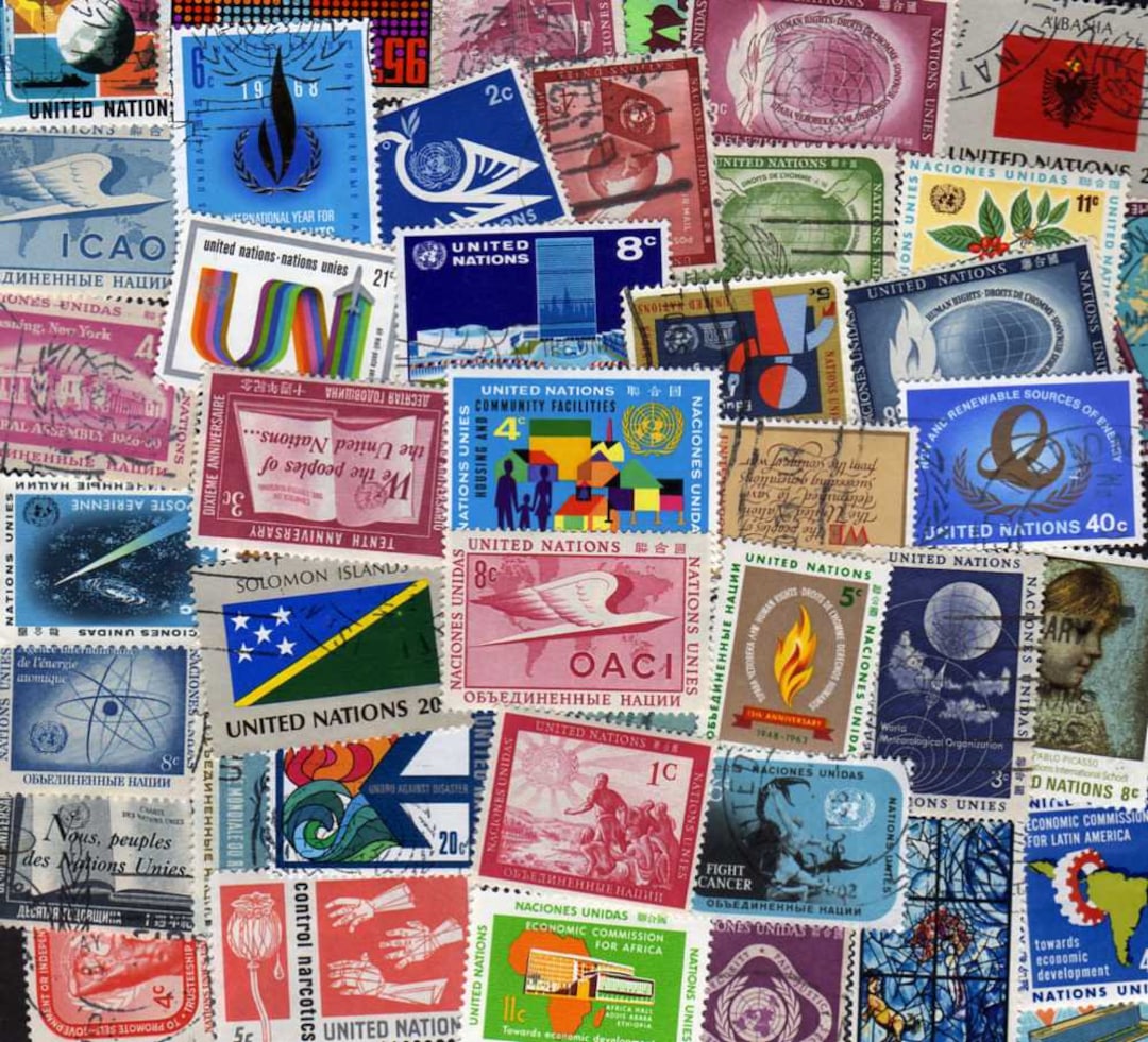 UN Stamps 40 Diff United Nations Stamps United Nations Etsy