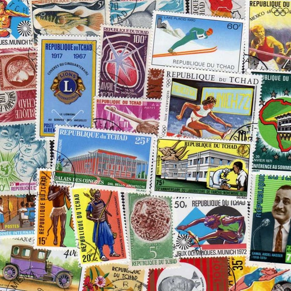 Chad Stamps,25 Diff, Chad Postage Stamps, Chad, Stamps, Postage Stamps, Africa Stamps, African Stamps, Stamp Collection, Vintage Stamps