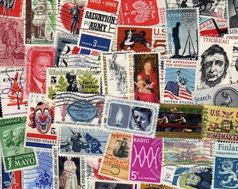 50 Diff Old US 5 cent Stamps, Vintage Stamps, United States Stamps, USA Stamps, Old us Stamps, us Stamps, US Stamp Collection