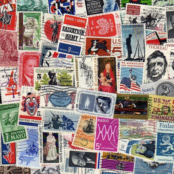 50 Diff Old US 5 cent Stamps, Postage Stamps, United States Stamps, USA Stamps, us Postage Stamps, us Stamps, US Stamp Collection