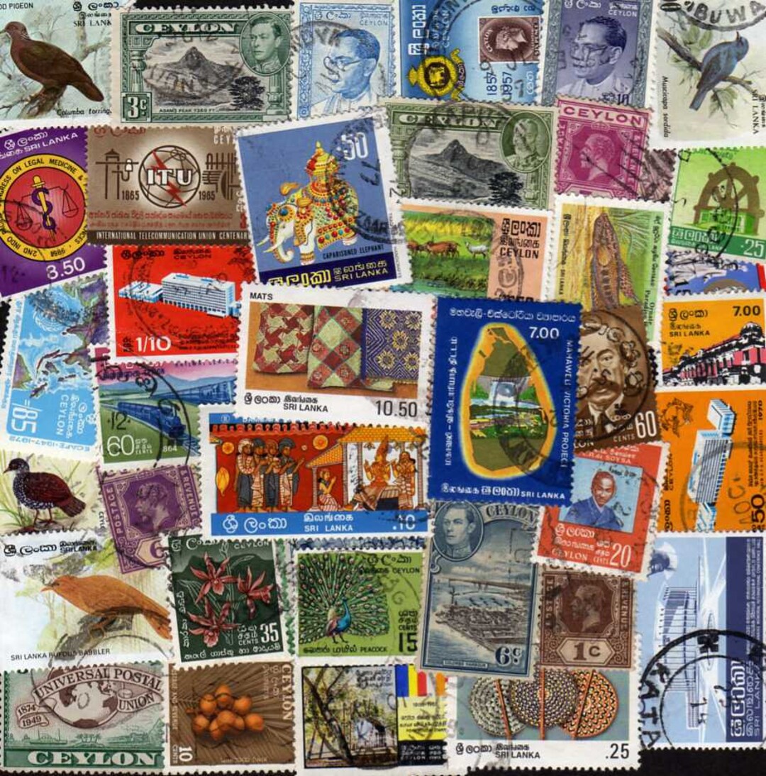 Ceylon Stamps 40 Diff Ceylon Postage Stamps Sri Lanka Etsy