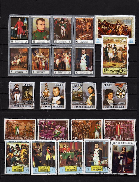 Napoleon Bonaparte Stamp Collection, Life of Napoleon, French France History War Stamps, Travel Journal, Scrapbooking, Collages