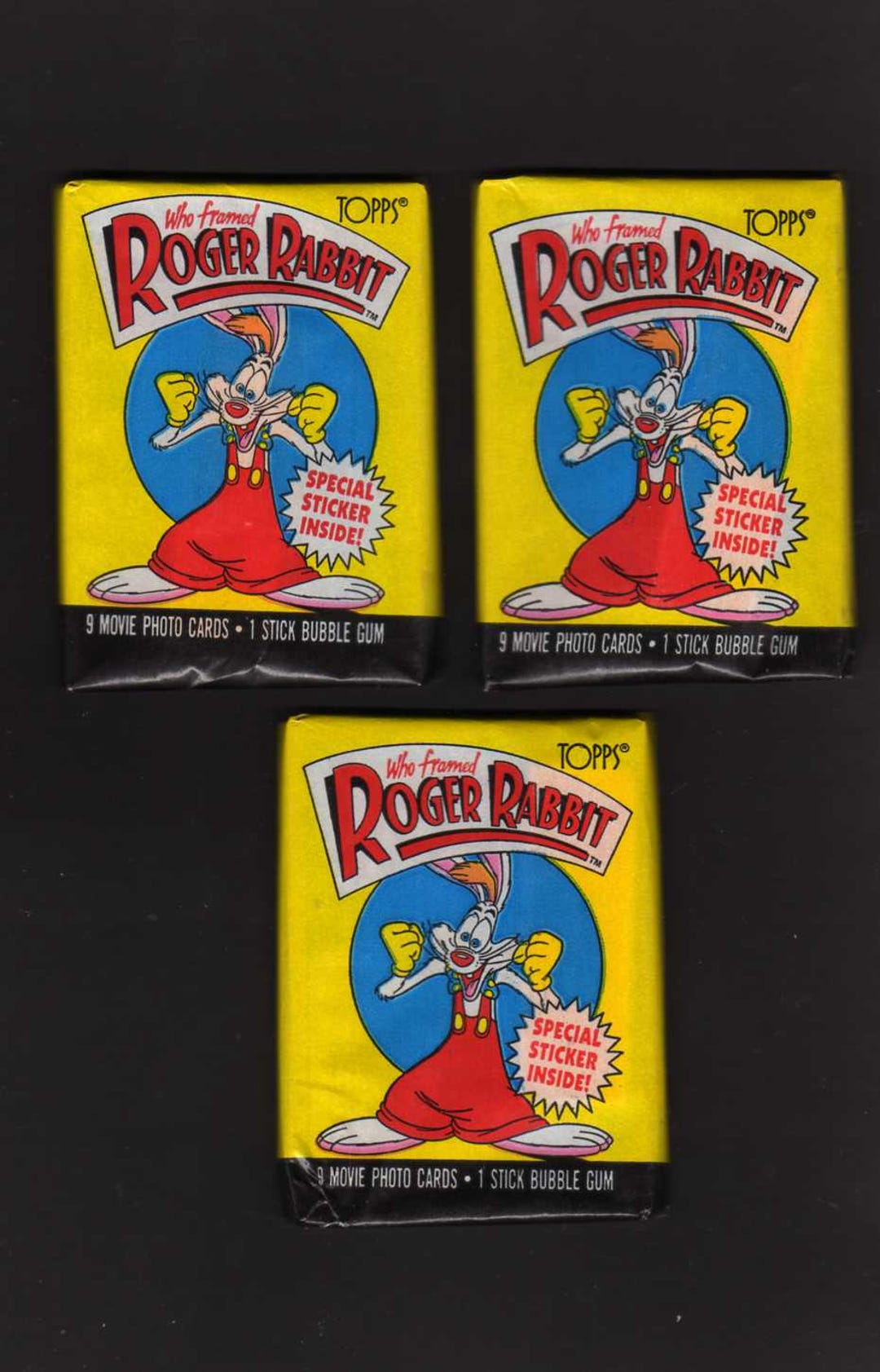 Lot 3 Who Framed Roger Rabbit Card Packs, Topps, 1987, Non Sports Cards ...