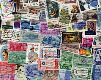 100 Large US Commemorative Stamps, Vintage American United States Used Stamp collection, Craft supplies, Junk Journal, Journaling, Paper Art