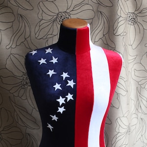 Mannequin Torso USA Flag Maniquin Vintage Style Dress Form Jewelry bust display Torso paper mashe Tailor Dummy Jewelry Holder Organizer