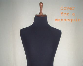 COVER for Mannequin bust torso dress form, Black with Elastin