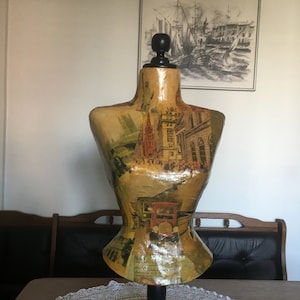 Mannequin Torso Old Paris London Postcards Wasp Waist Vintage French Style Dress Form Jewelry bust display Torso paper mashe Tailor Dummy