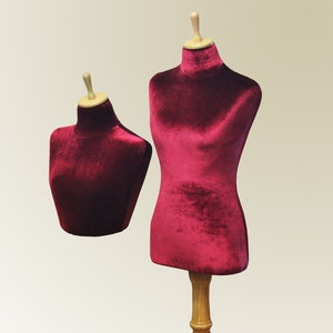 Velvet Mannequin bust torso dress form and Half- dress form , paper mache, Pin-able for tailors or stores jewelry display decorative dummy